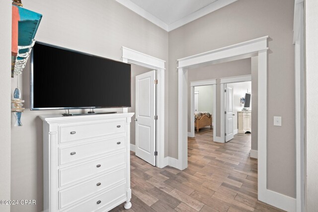 unfurnished bedroom with light wood-type flooring