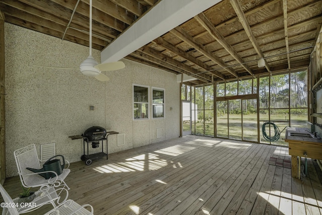 view of unfurnished sunroom