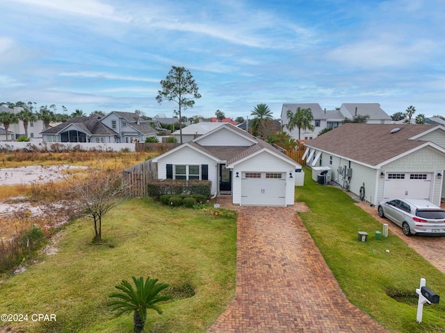 ranch-style home featuring a front lawn