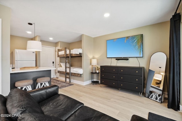 living room featuring light wood-type flooring