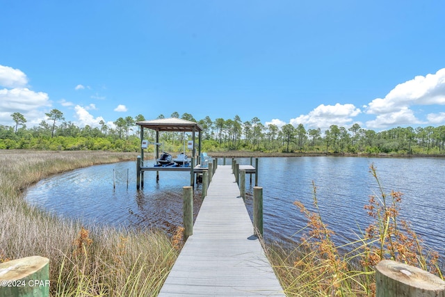 dock area featuring a water view