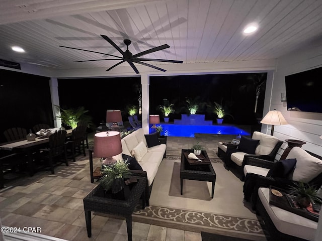 view of patio / terrace featuring outdoor lounge area and ceiling fan