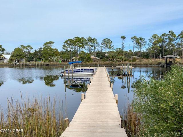 dock area featuring a water view