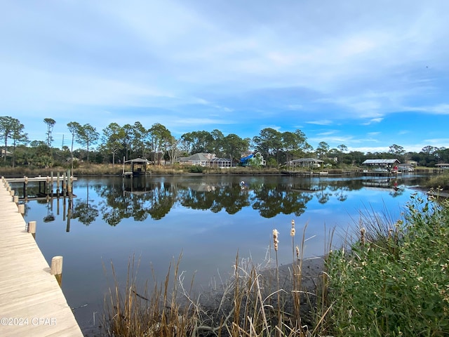 water view with a boat dock