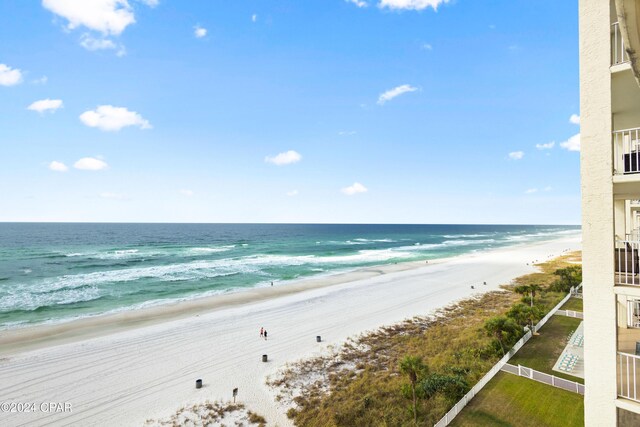 view of water feature featuring a view of the beach