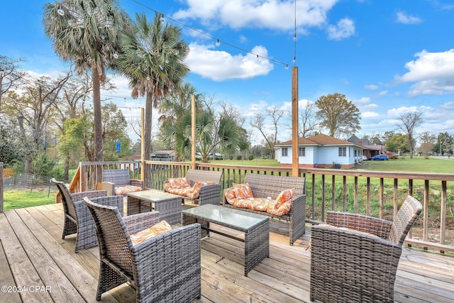 748 3rd St, Chipley, FL 32428 - wooden terrace featuring an outdoor living space