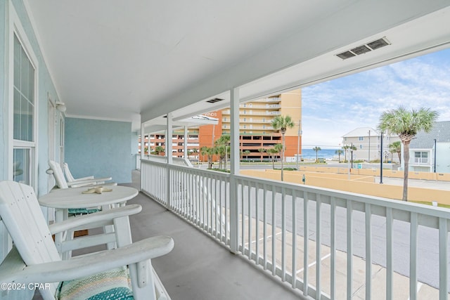 balcony with a water view