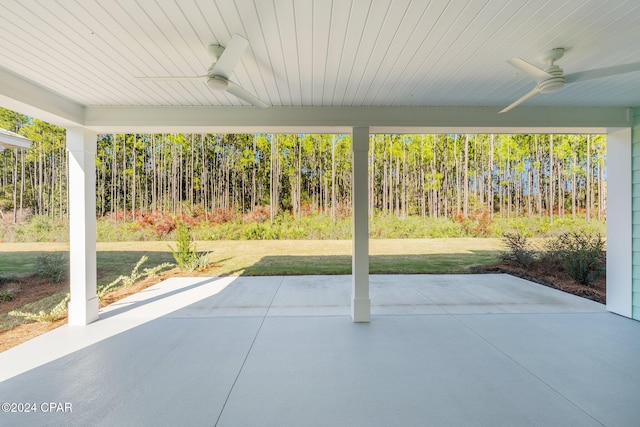 view of patio with ceiling fan