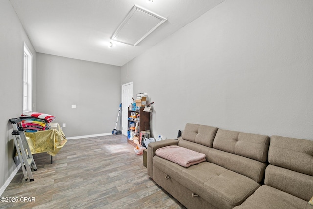 living room with hardwood / wood-style floors