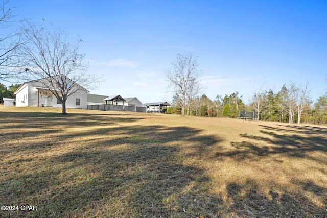 view of yard featuring a trampoline