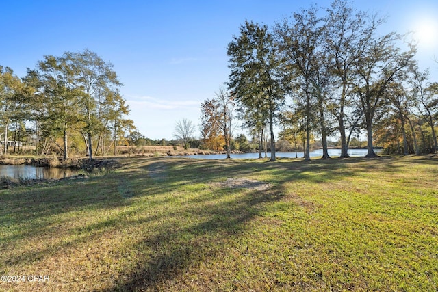 view of yard featuring a water view