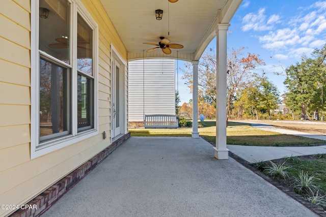 view of patio with ceiling fan