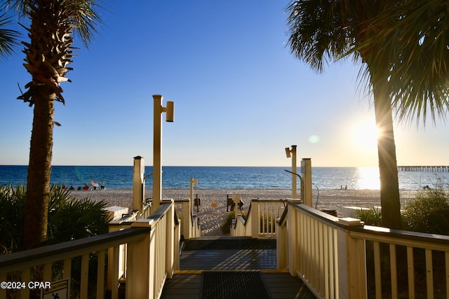 property view of water with a beach view