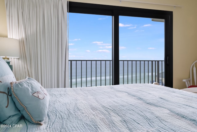 bedroom with a water view