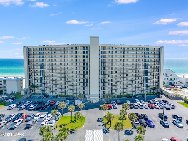 view of building exterior featuring a water view