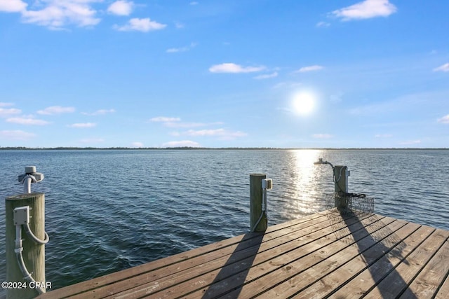 view of dock featuring a water view