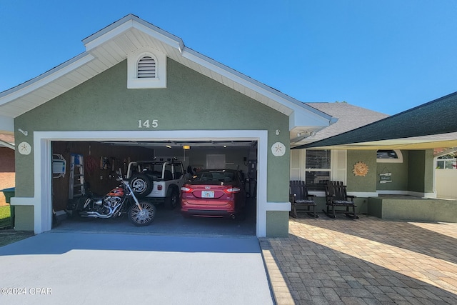 view of garage