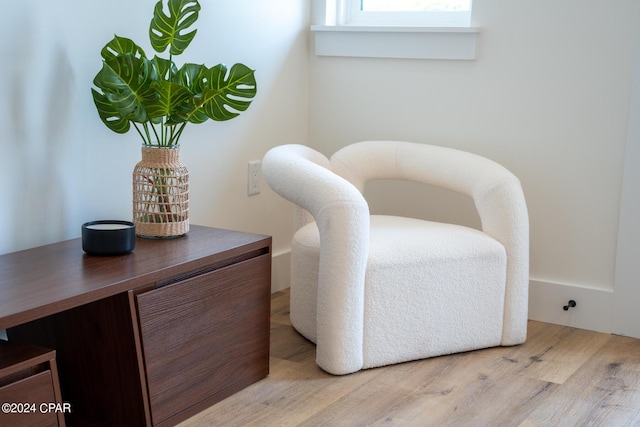 living area featuring light hardwood / wood-style flooring