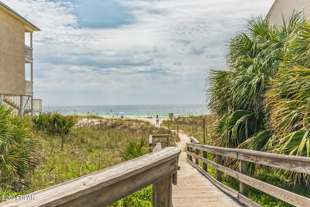 property view of water featuring a view of the beach