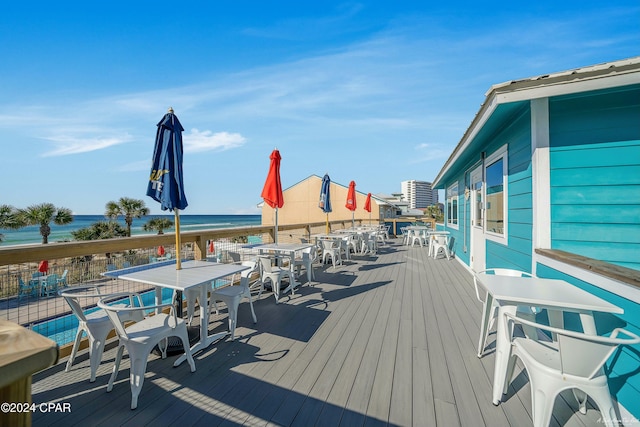 deck with a water view