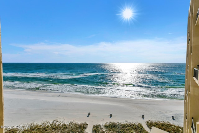 property view of water with a beach view