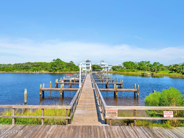 dock area featuring a water view