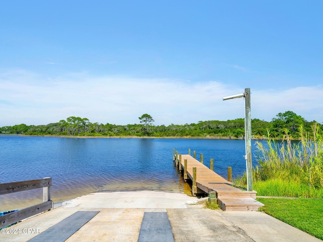 view of dock featuring a water view