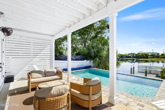 dock area featuring a water view