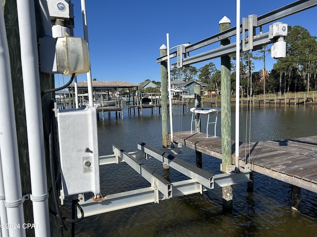 view of dock featuring a water view