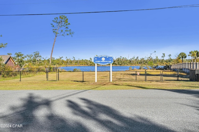 exterior space with a water view