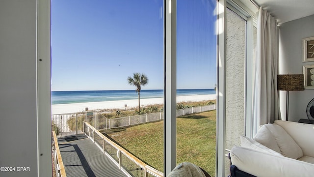 property view of water with a beach view