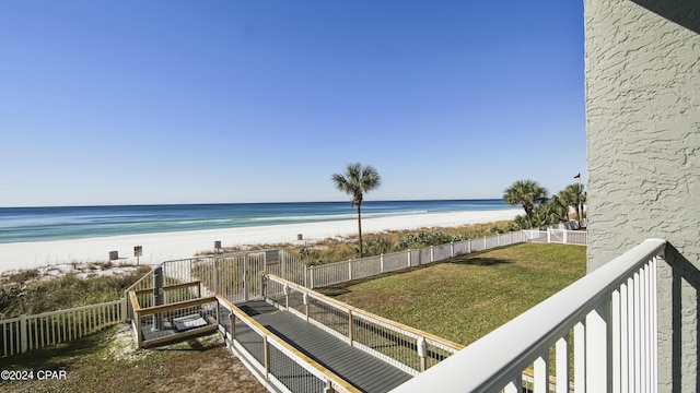 property view of water featuring a view of the beach