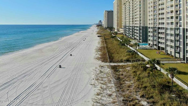 view of water feature with a view of the beach