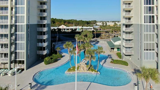 view of pool featuring a patio area