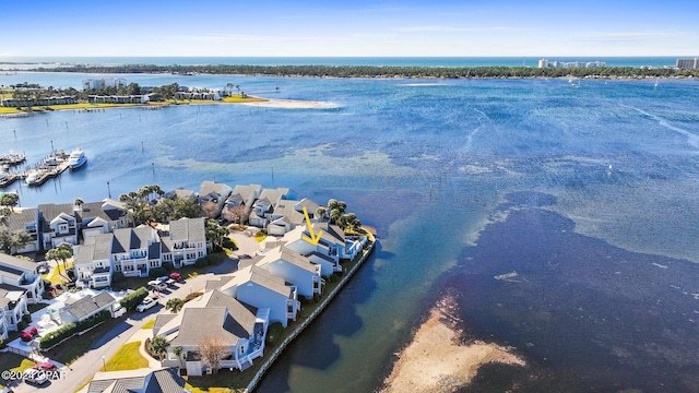 bird's eye view featuring a water view