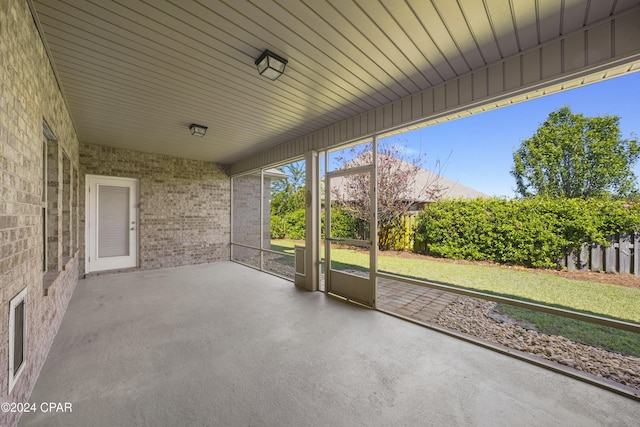 view of unfurnished sunroom