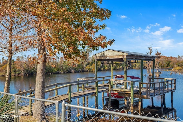 view of dock featuring a water view