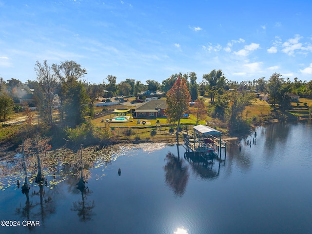 property view of water featuring a dock