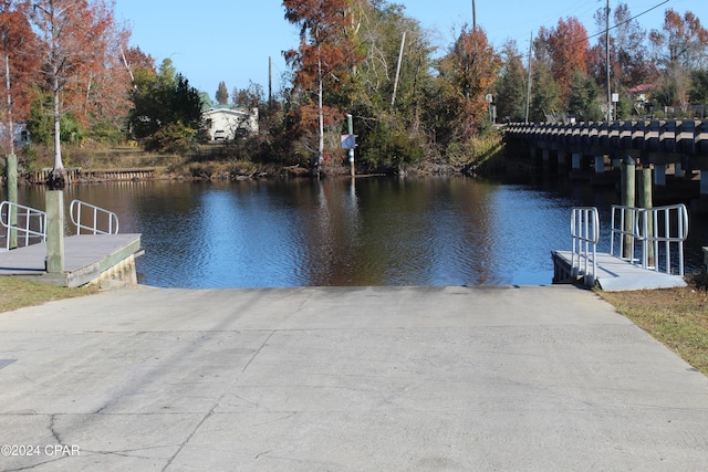 view of dock featuring a water view