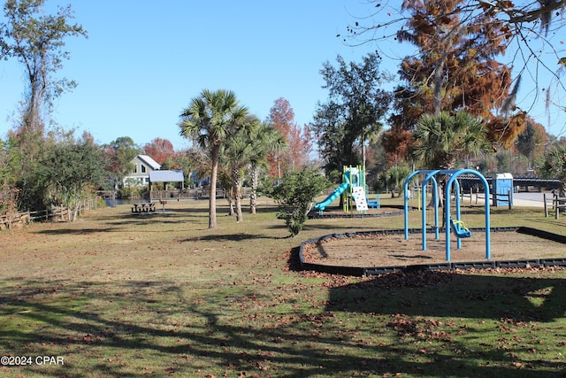 view of play area with a lawn