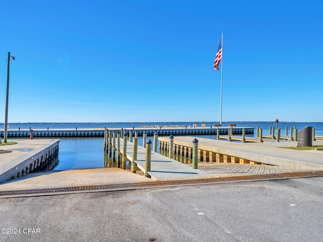 dock area featuring a water view