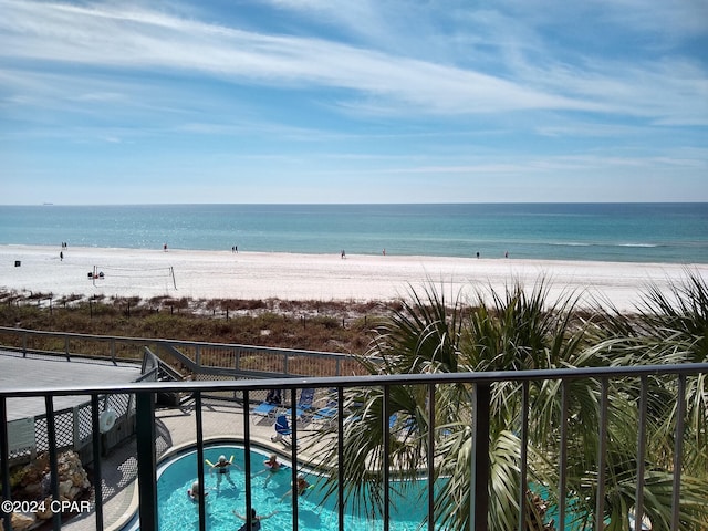 property view of water featuring a view of the beach