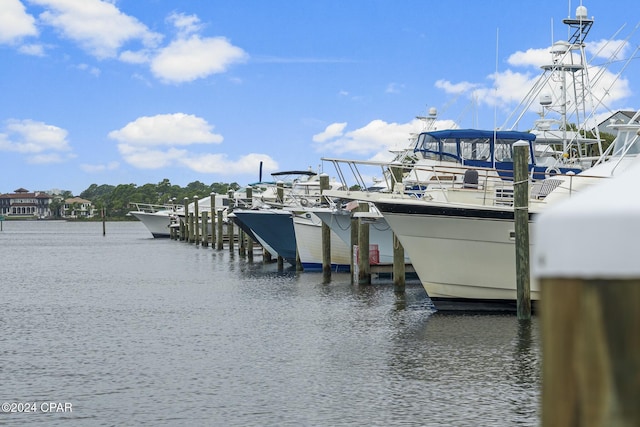 view of dock featuring a water view