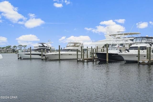 view of dock featuring a water view