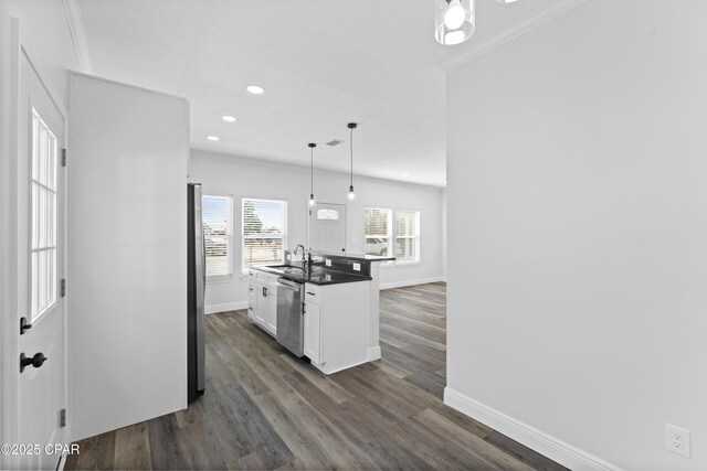 hallway with wood-type flooring and electric panel