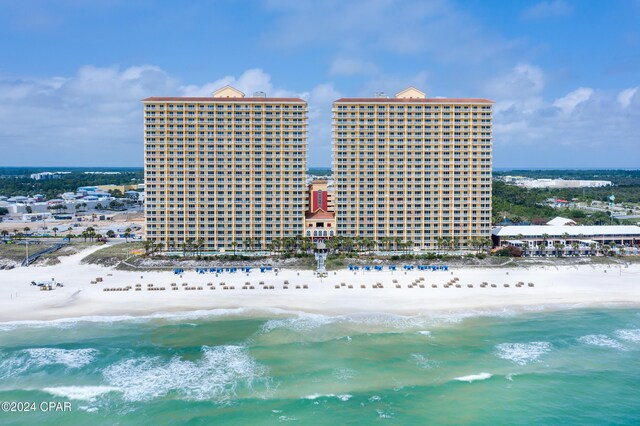 property view of water featuring a view of the beach