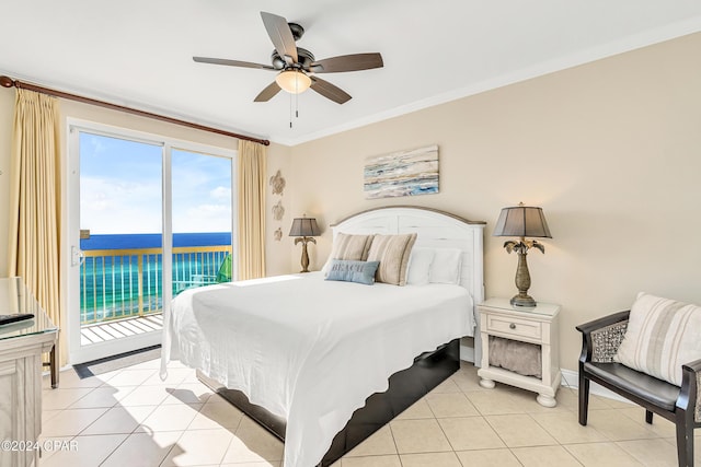 15817 Front Beach Rd Unit 1-1505, Panama City Beach, FL 32413 - bedroom with light tile patterned floors, a water view, access to outside, and multiple windows