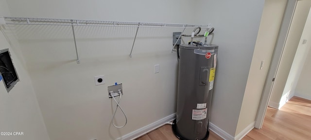 utility room featuring water heater