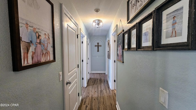 hall with hardwood / wood-style floors