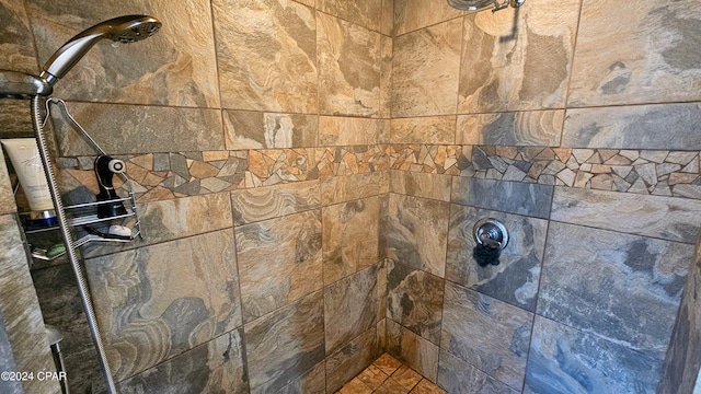 interior details featuring tiled shower